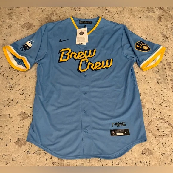 Nike Authentic Milwaukee Brewers City Connect Christian Yelich Jersey Men’s M - Picture 2 of 8